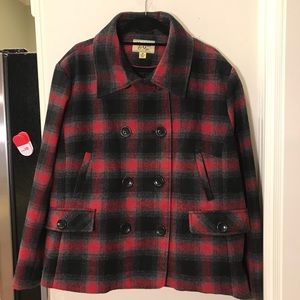Maralyn & Me Red and Black Plaid Button Coat EUC!